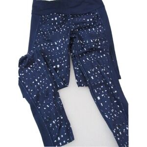 Under Armour Logo Sz XS Activewear Blue Geometric Yoga Pants Leggings